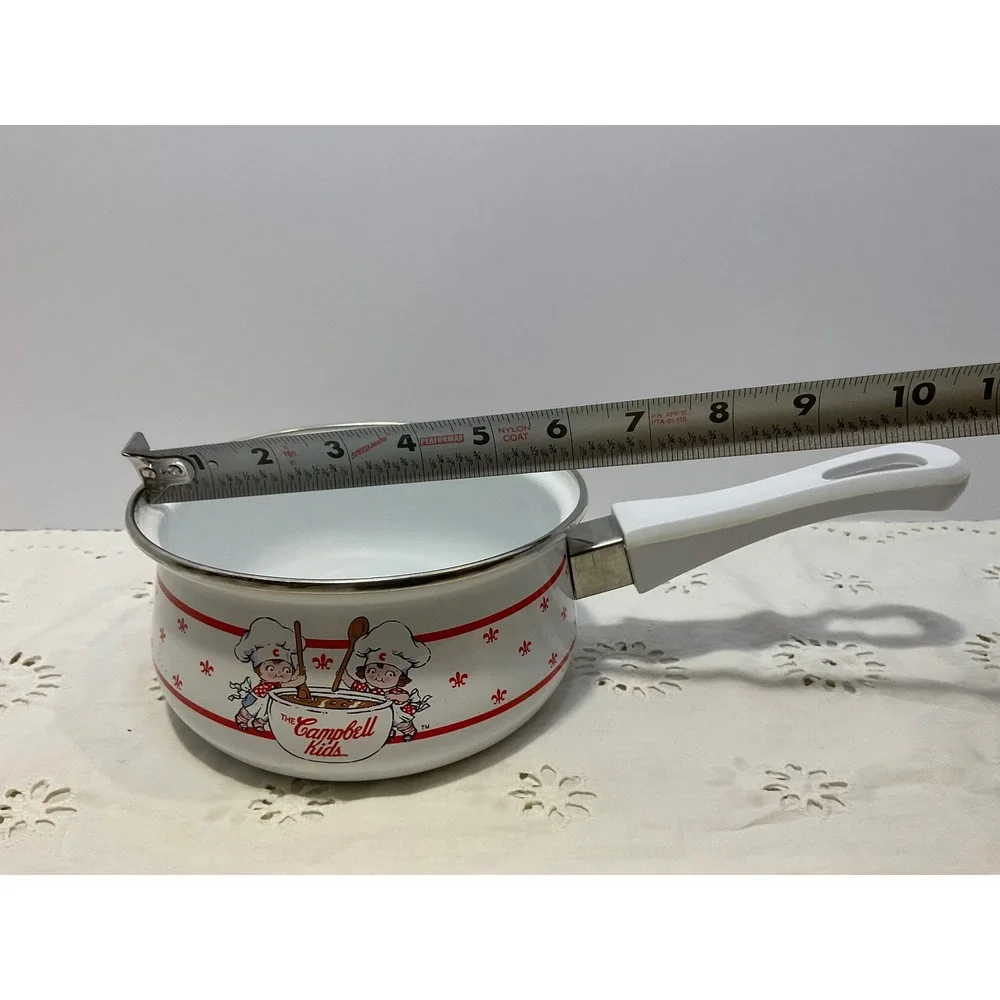Campbells Soup Enamelware Set Stockpot Saucepan Mugs Ladle Vintage Style 5pc